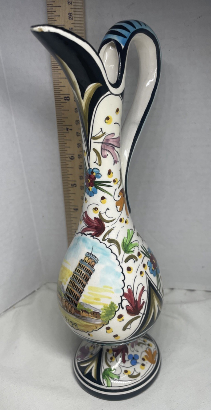 Vtg CERAMICA TITANO Leaning Tower of Pisa Pitcher Ewer jug- Rep San Marino RSM
